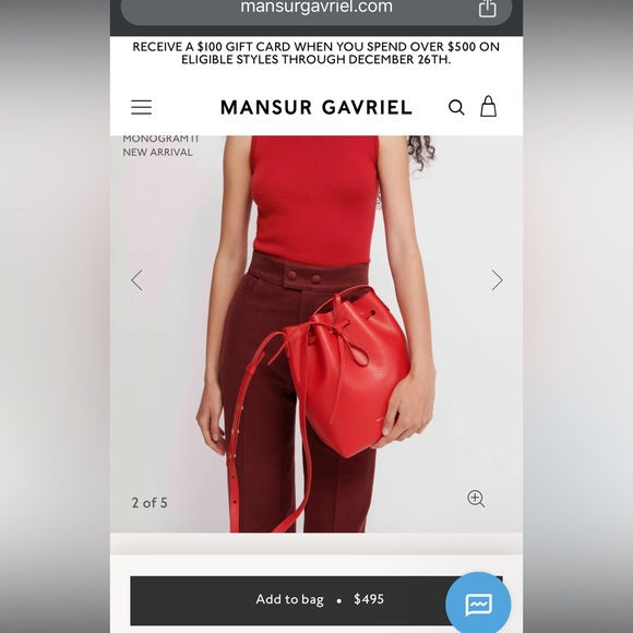 Mansur Gavriel Handbags - Mansur Gavriel Mini Bucket Bag Red Vegetable Tanned Leather- Pristine condition